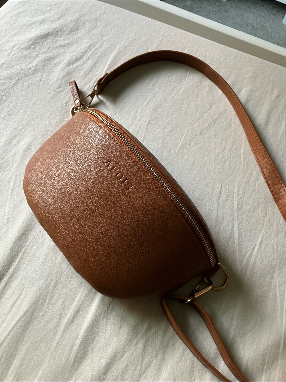 Aegis RFID EMF Blocking Vegan Leather Crossbody Bag Cognac